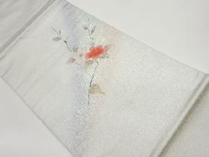 金彩草花模様刺繍開き名古屋帯（額縁仕立て）